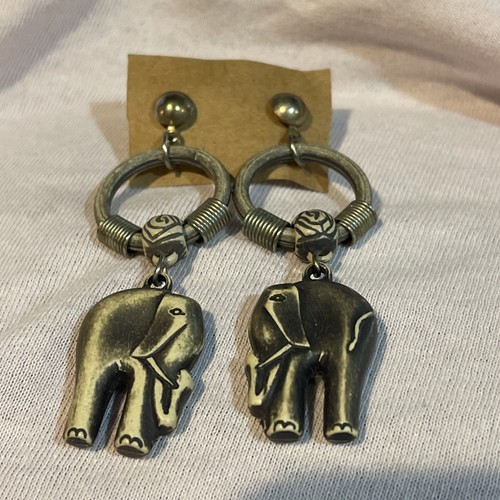 Elephant Earrings pierced dangling bohemian style 