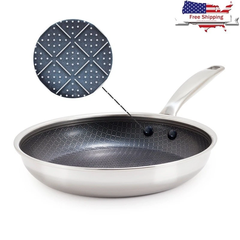 9.5 Inch Nonstick Frypan Diamond Coating Tri-Ply Stainless Steel Oven Safe New