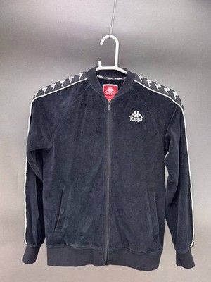 Kappa Mens Black Velour Full Zip Track Jacket Size XS
