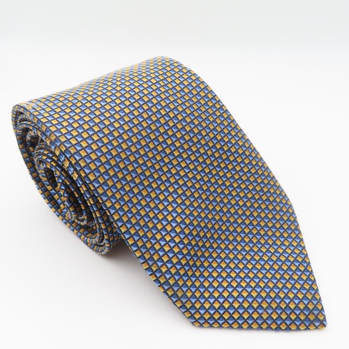 Jos A Bank Tie Silk Yellow Blue Black Checked 3.25" Wide 58" Long Signature