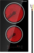 2 Burners Electric Cooktop, 12 Inch Built in Electric Radiant Stove Top, 3200W C