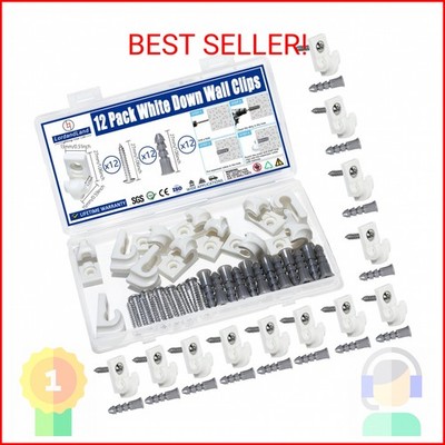 12 Pack White Down Wall Clip Closet Shelves Clips Wire Shelf Loop Clips Plastic
