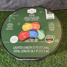 Holiday Time 58.1 FT 100 Multicolor LED Super Bright G30 Christmas String Lights