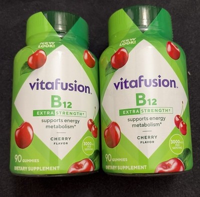 Lot of 2 Vitafusion Extra Strength B12 Cherry Gummies 3000mg 90 Ct.  Exp.May27