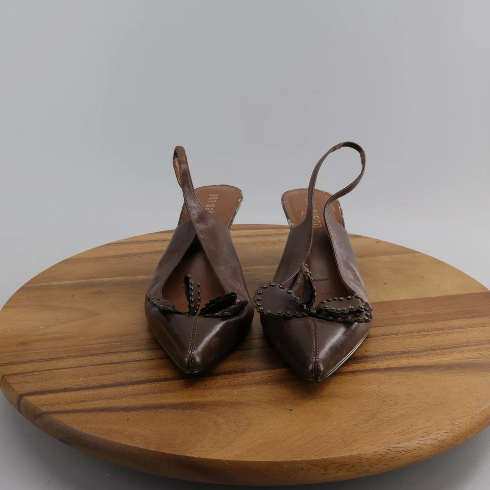 Ann Marino Mujer Eslinga Trasera Punta con Lazo Marrón Gatito Tacón Talla 7M Foto 2 de 4