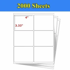 12000 Label ( 2000 Sheet ) 4"x3 1/3" Address Shipping Self Adhesive Labels 6 UP