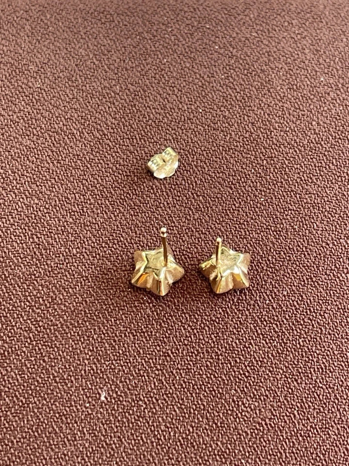 Pendientes estampados 14K DQ Diamonique circonita cúbica 1 parte posterior Foto 3 de 4