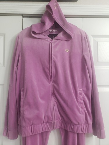 JUICY by Juicy Couture LILA Velour Hoodie Reißverschluss vorne 2-teilig Trainingsanzug Medium - Bild 2 von 7