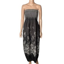 Lapis Maxi Dress One Size Sleeveless Boho Black White