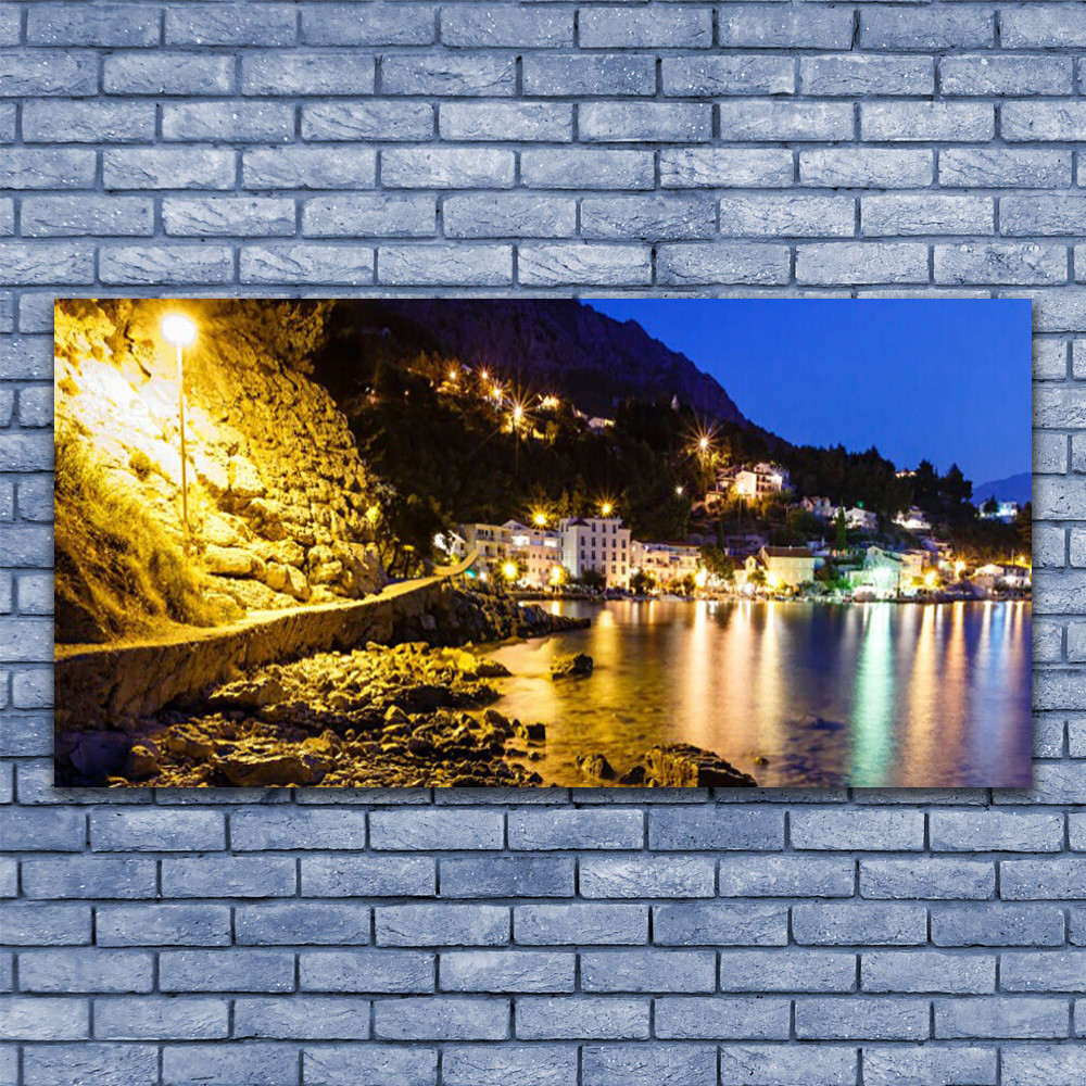 Tableau paysage montagnes et plage impression grand format pour bureau