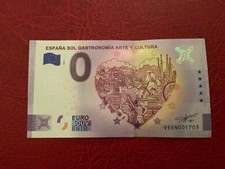 Billet 0 Euro Espana Sol Gastronomia Arte Cultu 2020-1 euro souvenir touristique