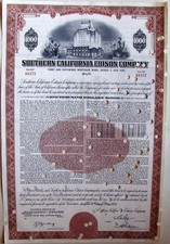 Southern California Edison Company $1000 bond dated 1966