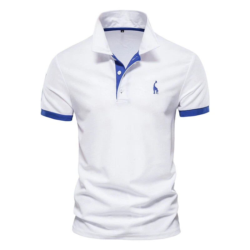 Mens Deer Embroidery Short Sleeve Polo Shirts T Shirts Sports Golf Slim Tops - Image 3 of 4