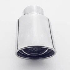 4"x3.15" Oval Out 2.5" Inlet Exhaust Tip Stainless Steel Rolled Outlet Slant Cut