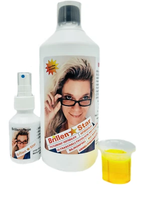 BRILLEN STAR 1100ml Brillenpflege Antibeschlag Lotuseffekt Brillenreiniger + Messbecher