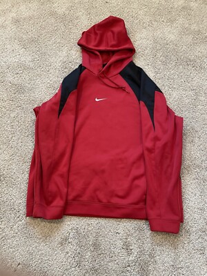 Y2k Nike Center Swoosh Dri-fit Travis Scott Style Red Black Hoodie Size Large