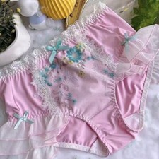 Princess Lady Girls Floral Panties Bow Ruffles Briefs Underwear Japanese Knicker
