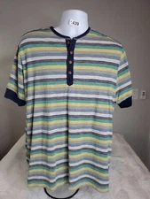Sean John Adult Size Large L  Henley Stripes T-shirt Tee  Casual Outdoor