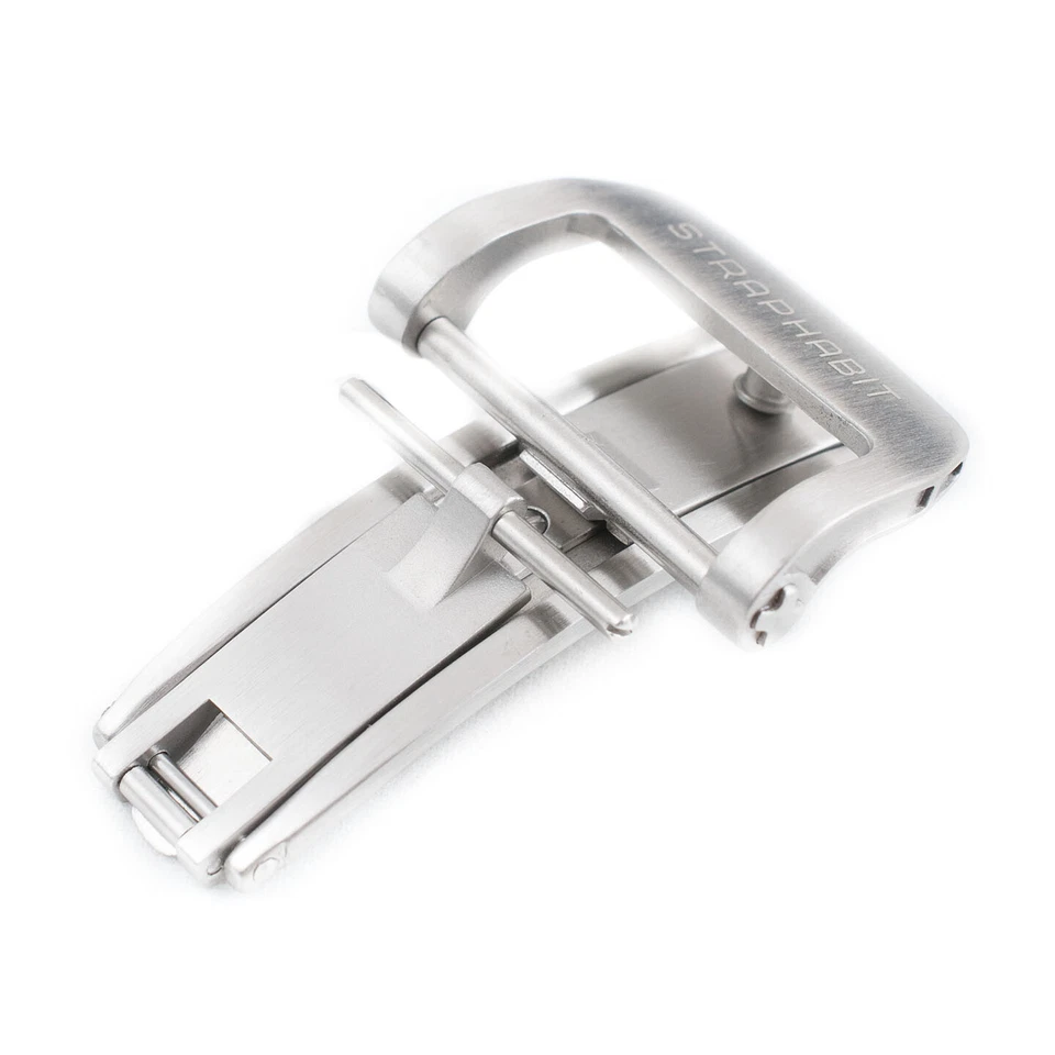 Reloj Desplegador de Resorte Cierre de Hebilla Hoja Despliegue Plateado Negro Mariposa Seguro Foto 2 de 4