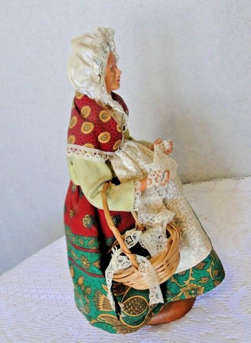 Doll Handmade Santon ancien Provence habillé Femme vend dentelles FOURCADE 30cm - Picture 4 of 7
