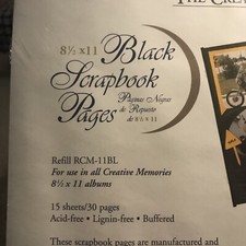 Creative Memories 8 1/2 X 11 Black Scrapbook Refill Pages NEW
