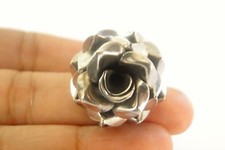Carved Rose Flower No Stone 925 Sterling Silver Ring Size 6 3/4