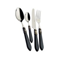 BUGATTI Cutlery Set Oxford Servizio Posate 24 pz. Colore Nero/Madreperla