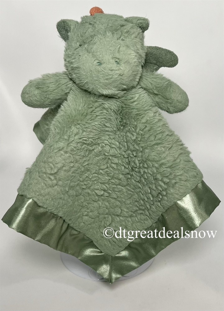 Cloud Island Dragon Lovey Sage Green Satin Security Blanket 14' x 14