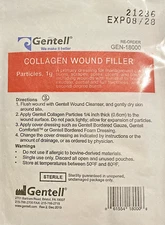 5 pack:  Five 1 g Gentell Ultra Powder Collagen Wound Filler Dressing 2027EXP