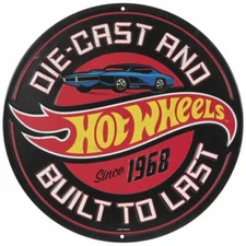 Hot Wheels 12" Round Embossed Tin Sign * Garage or Kids Room! Ships FREE to USA!