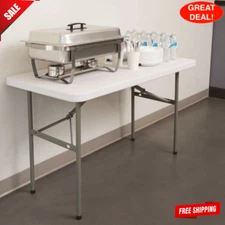 Folding Table 4ft Small Sturdy Heavy Duty Plastic Indoor Outdoor Party Banquet