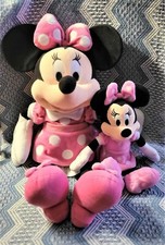 Disney Minnie Mouse 18  and 9" Plush Pink Polka Dot Dress Dolls Lot