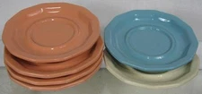 Lot of 6 1970’s Vintage Hall China 2952~Rare Colors Sided Saucers