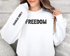 Charlie Kirk Patriot Freedom White Sweatshirt, Front and Sleeve Design