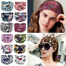 Bohemian Wide Cotton Stretch Headband Turban Yoga Wrap Elastic Headwear Women