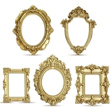 Ouligay 10PCS Mini Gold Picture Frames 1x1 Inch Vintage Small Antique Resin Pict