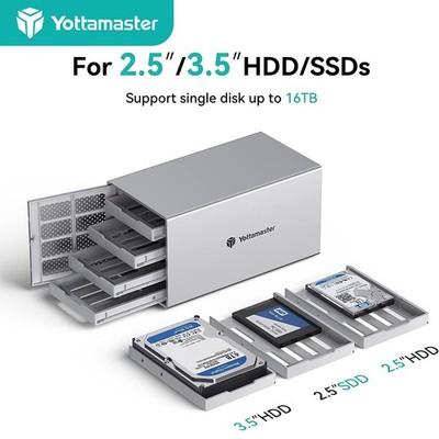 4 5 Bay RAID Aluminium Festplattengehäuse USB 3.0 für 2.5 & 3.5'' SATA SSD HDD