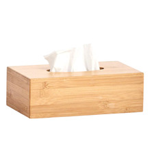 Cubierta de caja de pañuelos de bambú natural - Soporte rectangular de madera para hogar/oficina