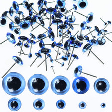 TOAOB 100Pcs Blue Glass Eyes Kits 3Mm to 12Mm Assorted Sizes for Crafts Needle F