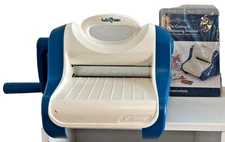 Hello Hobby Die Cutting & Embossing Machine Blue/White Flatbed Magnetic w Plates