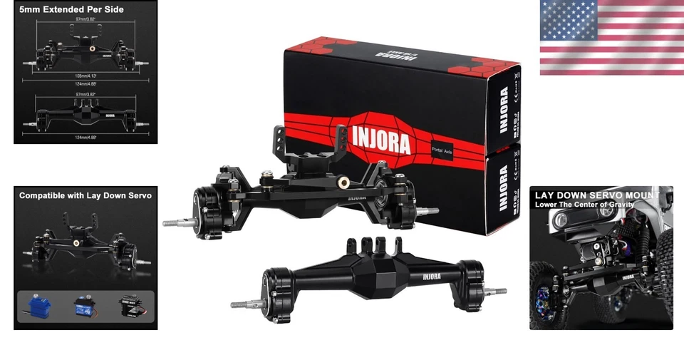 High-Performance 5mm Extended Portal Axles with Servo Mount for 1/18 RC Crawlers - Image 2 of 4