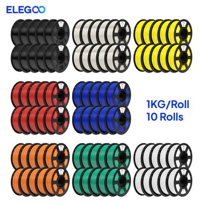 ELEGOO 10×1KG PLA PETG Seide ABS ASA SILK CF MATTE 3D Drucker Filament 1KG Spule