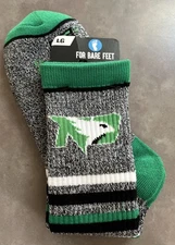 For Bare Feet University Of North Dakota Fighting Hawk Socks Sz Large Men 10-13
