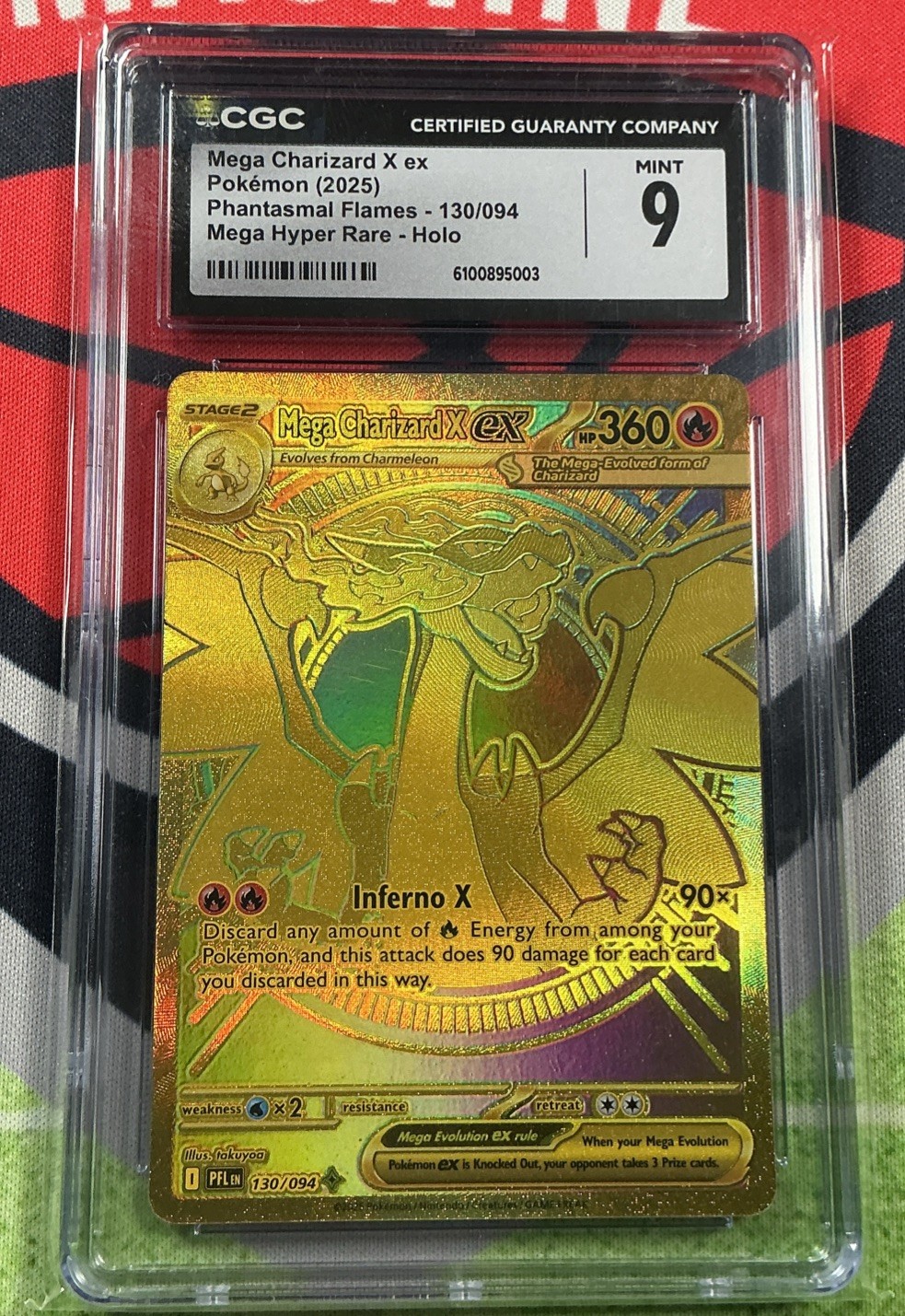 CGC 9 Mega Charizard X EX 130/094 Hyper Rare Holo Phantasmal Flames Pokemon