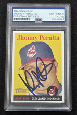 2007 JHONNY PERALTA Signed Topps Heritage Card-CLEVELAND INDIANS-PSA