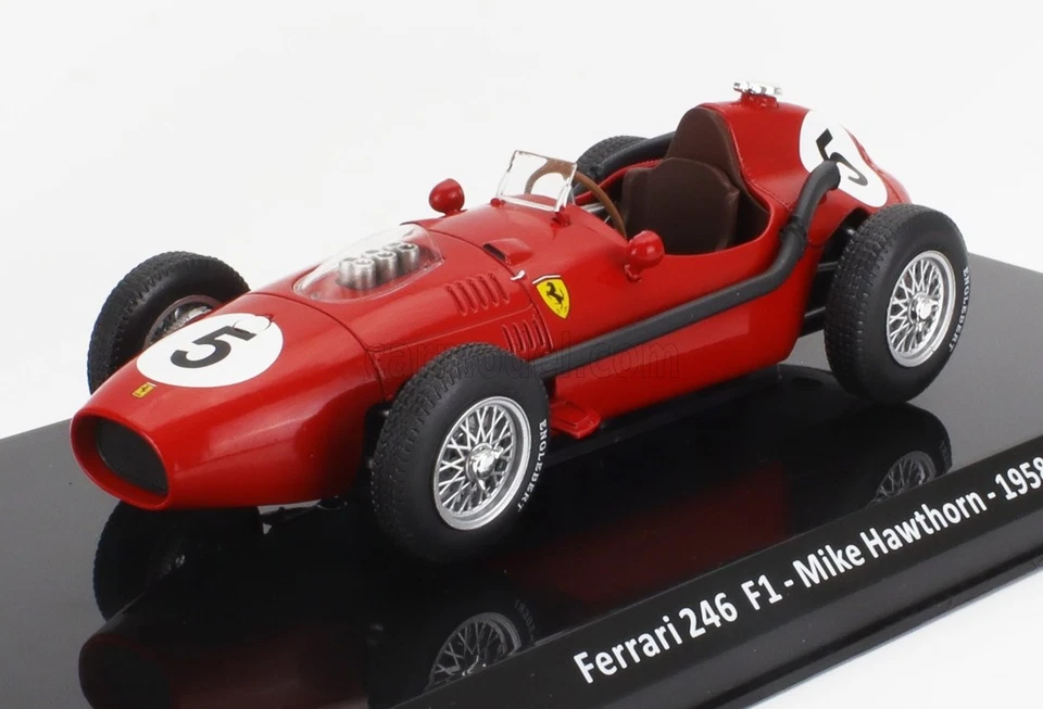 MODELLINO AUTO STATICO FERRARI F1 DINO 246 1958 MIKE HAWTHORN CON VETRINA 1:24 - Immagine 2 di 4
