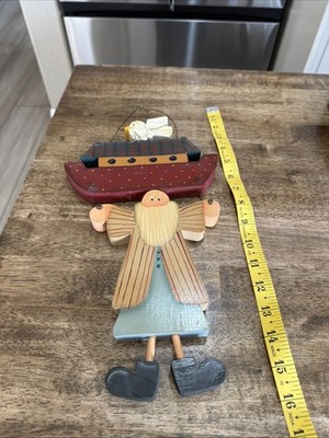 Noah's Ark Hand painted Wooden Hanging Plaque with Noah - Very Folksy