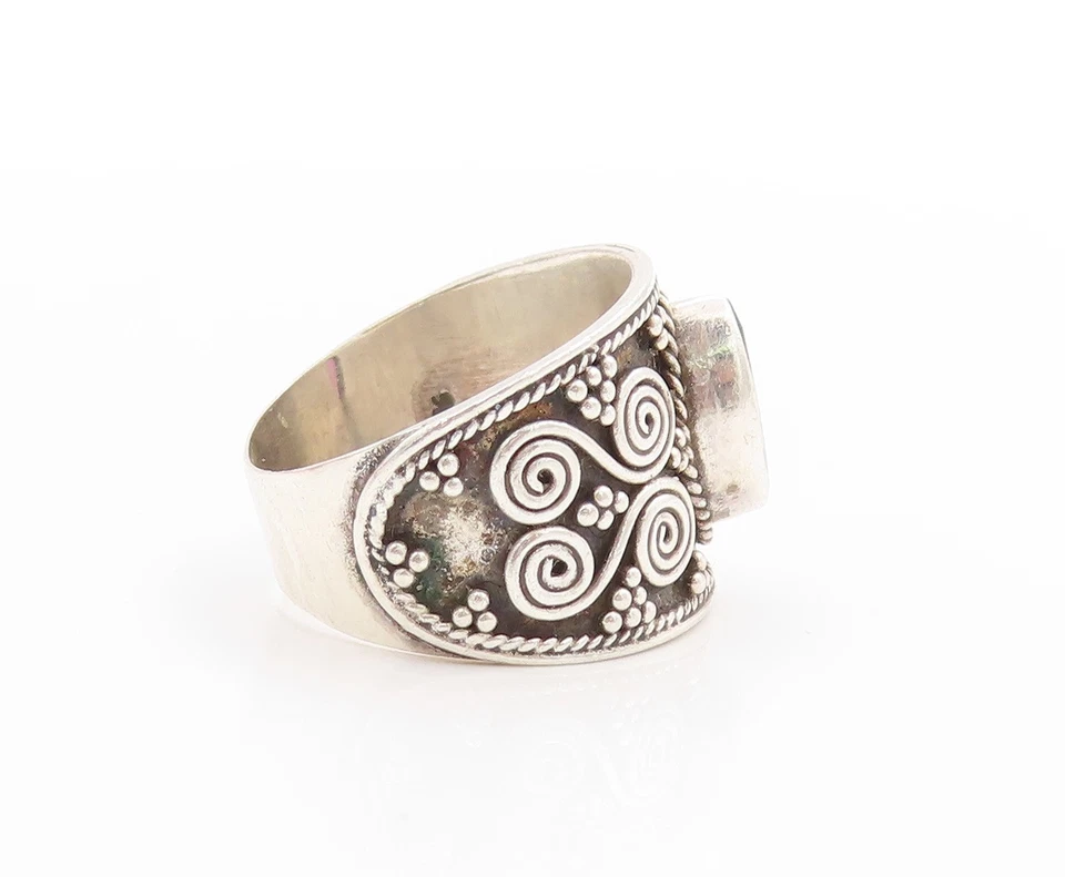 Anillo Vintage Plata Esterlina 925 Marquesa Amatista Bali Remolinos Talla 7.5 RG33635 Foto 4 de 4