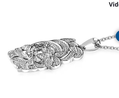 Karis weißer Diamant Akzent Floral Anhänger in Platin Bond Edelstahl
