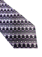 Joseph Feiss Men's Tie 100 Silk Gray Purple 3.5 x 58 Pre-Owned